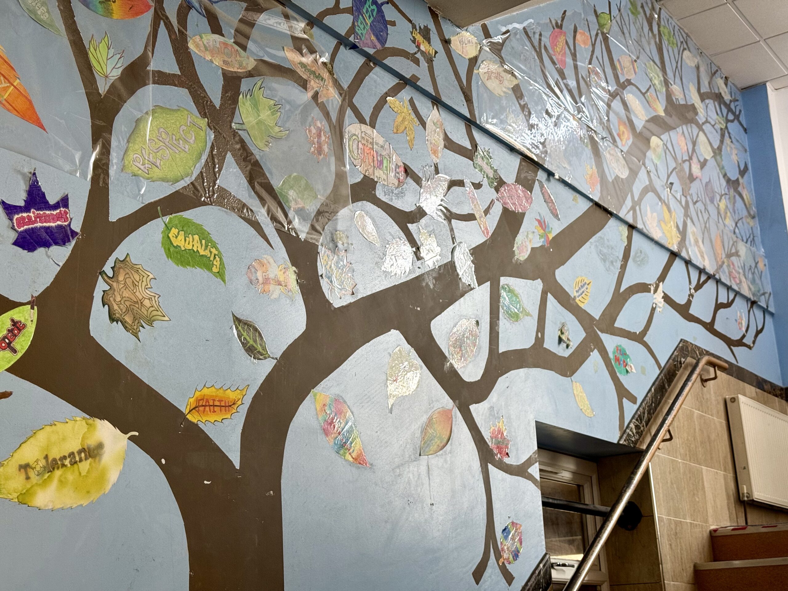 Tree mural on a Jamiah corridor wall